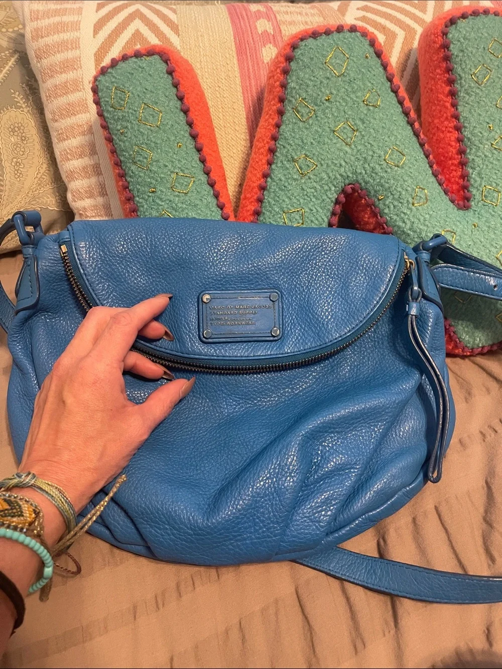 Marc by Marc Jacobs Blue Pebbled Leather Hobo